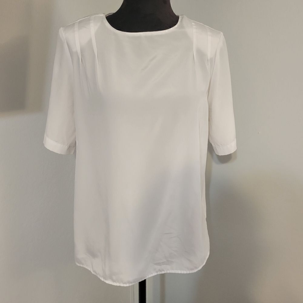 VTG Christie & Jill Women's White Short Sleeve Crewneck Pullover Blouse Size M